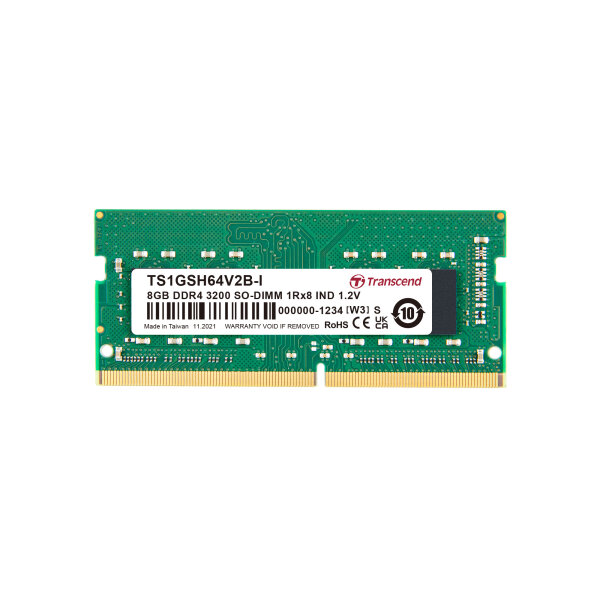 Transcend TS1GSH64V2B-I 8GB DDR4 3200 SO-DIMM 1Rx8 IND 1Gx8 CL22 1.2V SEC-18