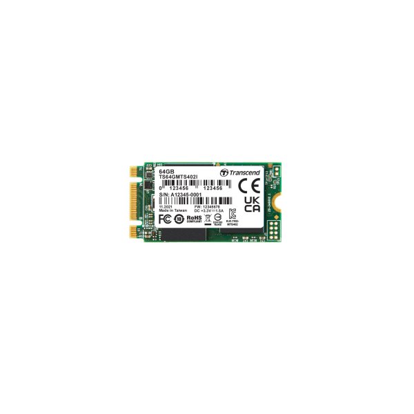 Transcend TS64GMTS402I 64GB, M.2 2242 SSD, SATA3 B+M Key, MLC WD-15, Wide Temp