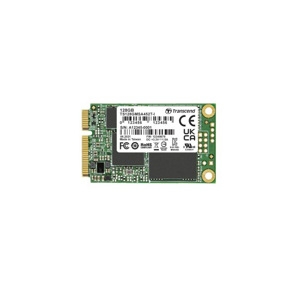 Transcend TS128GMSA452T-I 128GB, mSATA SSD, SATA3, 3D TLC BiCS4, PE: 3K, Wide Temp.
