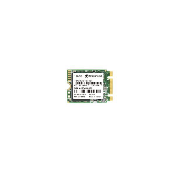 Transcend TS128GMTE352T 128GB, M.2 2230, PCIe Gen3x2, B+M Key, 3D TLC BiCS4, DRAM-less, PE: 3K