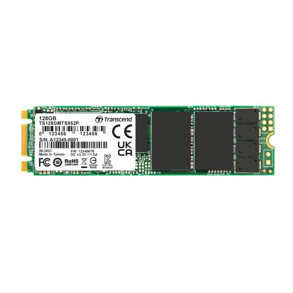 Transcend TS128GMTS952P 128GB, M.2 2280 SSD, SATA3 B+M Key, 3D TLC BiCS4, PE: 3K, extended temp, PLP.