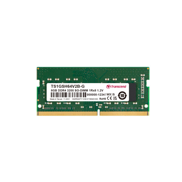 Transcend TS1GSH64V2B-G 8GB DDR4 3200 SO-DIMM 1Rx8 1Gx8 CL22 1.2V 30u" SEC-18