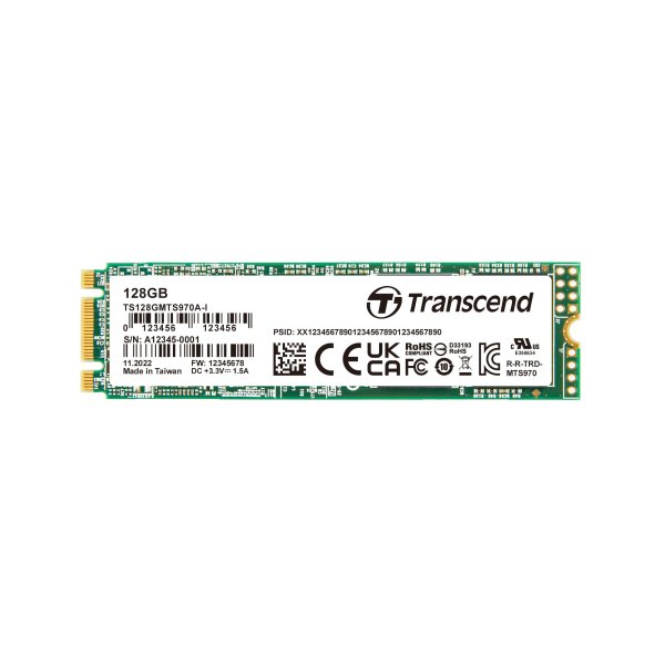 Transcend TS128GMTS970A-I 128GB, M.2 2280 SSD, SATA3 B+M Key, 3D TLC BiCS5, wide temp., TCG OPAL, eDrive