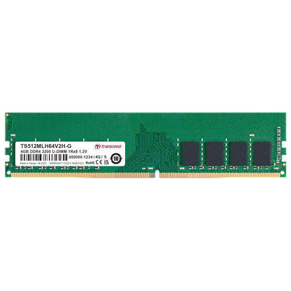 Transcend TS512MLH64V2H-G 4GB DDR4 3200 U-DIMM 1Rx8 512Mx8 CL22 1.2V 30u"