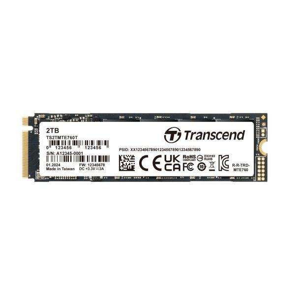 Transcend TS2TMTE760T 2TB, M.2 2280, PCIe Gen4x4, NVMe, 3D TLC, DRAM-less, PE: 3K, extended temp.