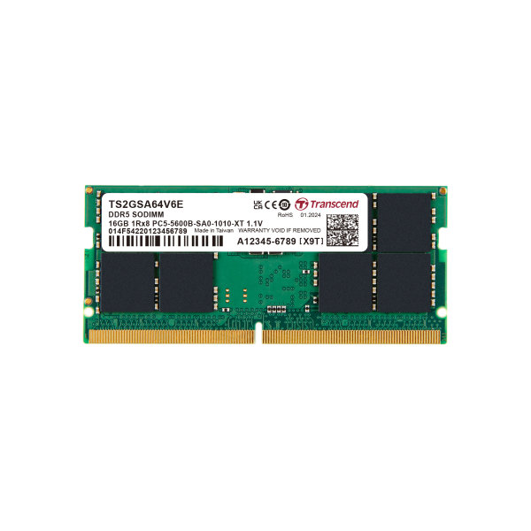 Transcend TS2GSA64V6E 16GB DDR5 5600 SO-DIMM 1Rx8 2Gx8 CL46 1.1V