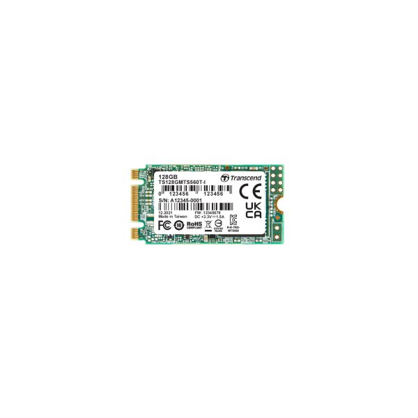 Transcend TS128GMTS560TI-VS1 128GB, M.2 2242 SSD, SATA3 B+M Key, 3D TLC BiCS5, DRAM-less, PE: 3K, wide temp.
