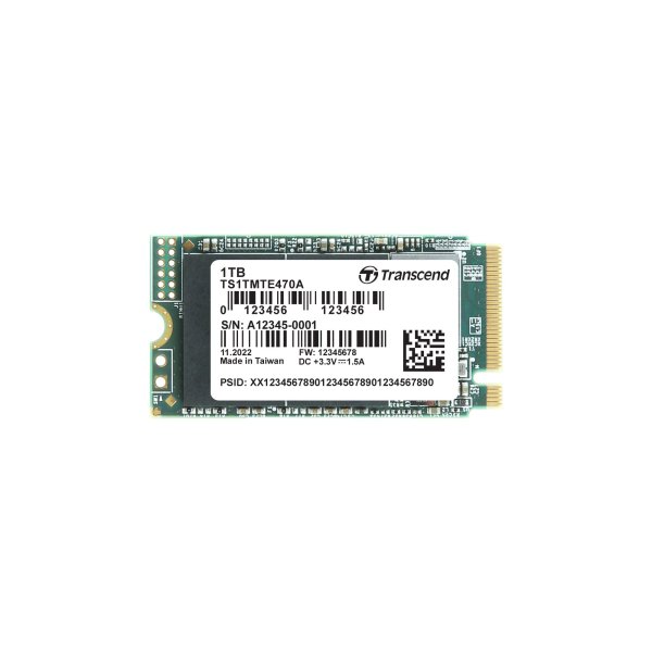 Transcend TS1TMTE470A-VS1 1TB, M.2 2242, PCIe Gen3x4, NVMe, 3D TLC BiCS5, DRAM-less, PE: 3K, extended temp, TCG OPAL, eDrive