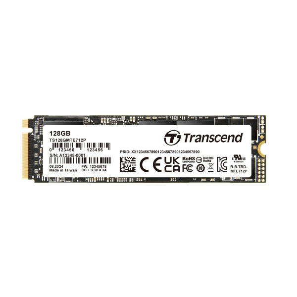 Transcend TS128GMTE712P 128GB, M.2 2280, PCIe Gen4x4, M-Key, 3D TLC BiCS5, PE: 3K, 2CH, wide temp., TCG OPAL, eDrive, PLP