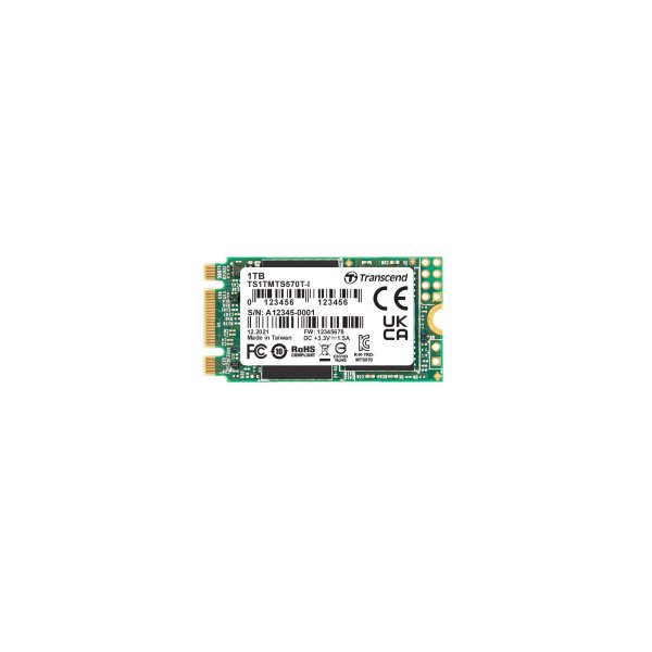 Transcend TS1TMTS570TI-VS1 1TB, M.2 2242 SSD, SATA3 B+M Key, 3D TLC BiCS5, PE: 3K, wide temp.
