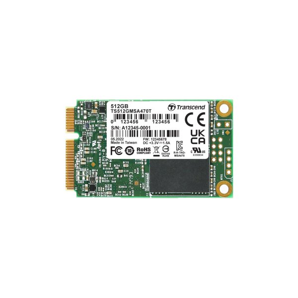 Transcend TS512GMSA470T-VS1 512GB, mSATA SSD, SATA3, 3D TLC BiCS5, PE: 3K, extended temp.