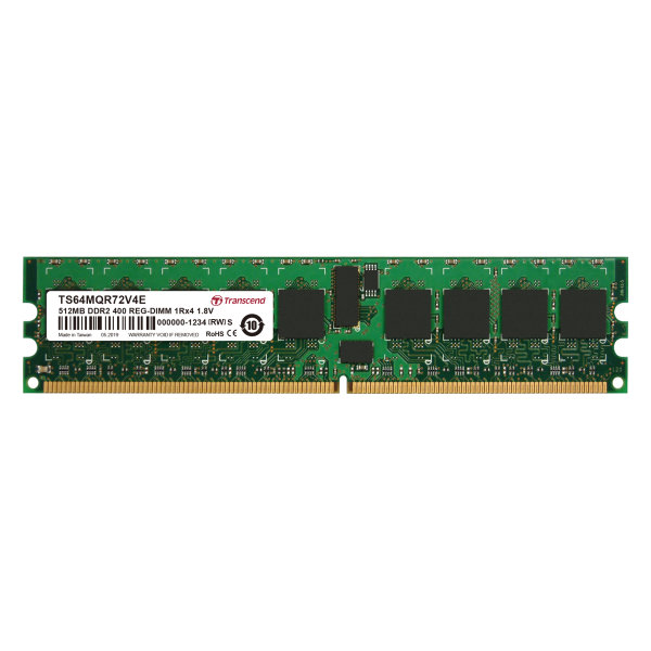 Transcend TS64MQR72V4E 512MB DDR2 400 REG-DIMM 1Rx4 64Mx4 CL3 1.8V