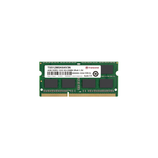 Transcend TS512MSK64V3N 4GB DDR3 1333 SO-DIMM 2Rx8 256Mx8 CL9 1.5V