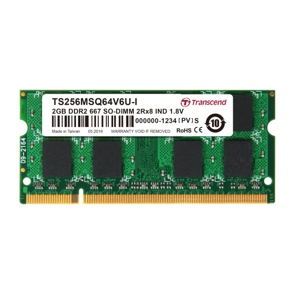 Transcend TS256MSQ64V6U-I 2GB DDR2 667 SO-DIMM 2Rx8 128Mx8 CL6 1.8V IND