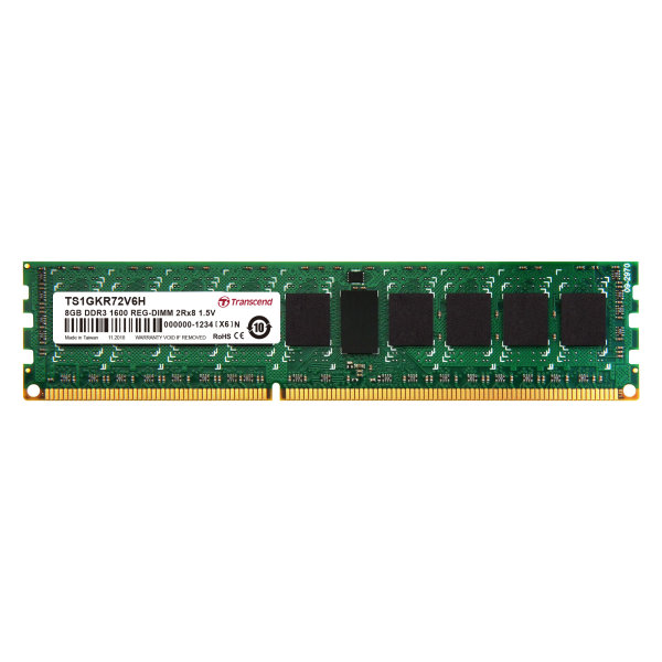 Transcend TS1GKR72V6H 8GB DDR3 1600 REG-DIMM 2Rx8 512Mx8 CL11 1.5V