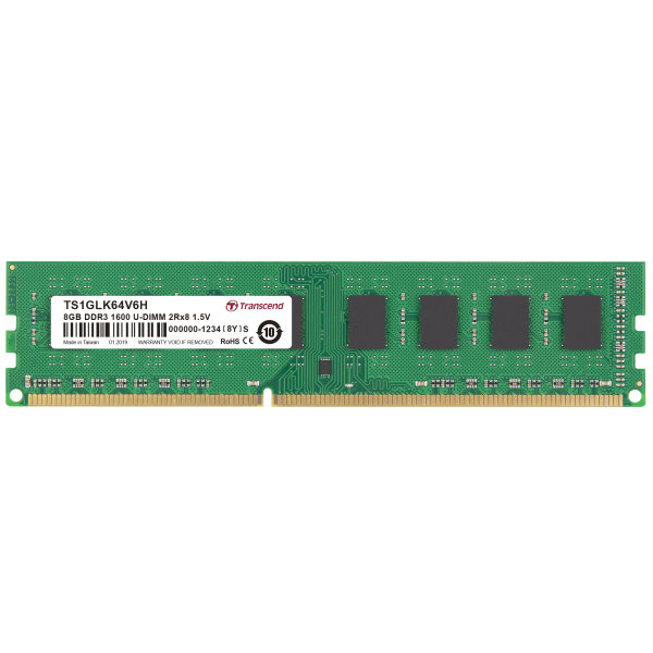 Transcend TS1GLK64V6H 8GB DDR3 1600 U-DIMM 2Rx8 512Mx8 CL11 1.5V
