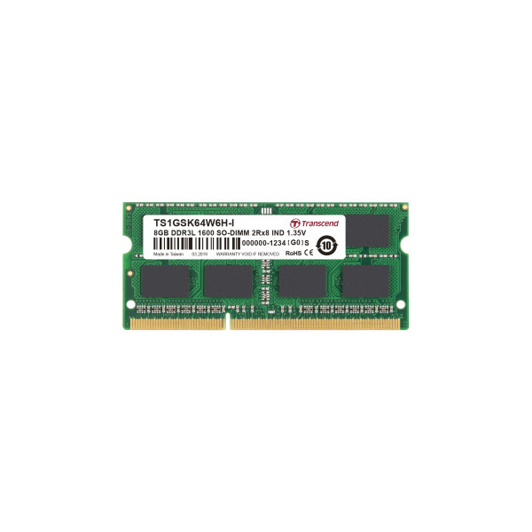 Transcend TS1GSK64W6H-I 8GB DDR3L 1600 SO-DIMM 2Rx8 IND 512Mx8 CL11 1.35V