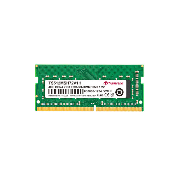 Transcend TS512MSH72V1H 4GB DDR4 2133 ECC-SO-DIMM 1Rx8 512Mx8 CL15 1.2V SEC-18