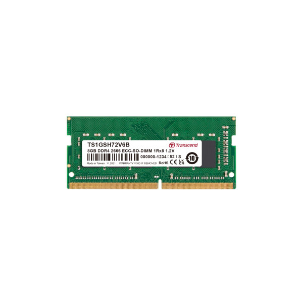 Transcend TS1GSH72V6B 8GB DDR4 2666 ECC-SO-DIMM 1Rx8 1Gx8 CL19 1.2V