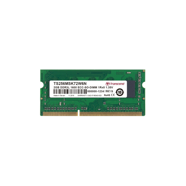 Transcend TS256MLK72W6N 2GB DDR3L 1600 ECC-DIMM 1Rx8 256Mx8 CL11 1.35V